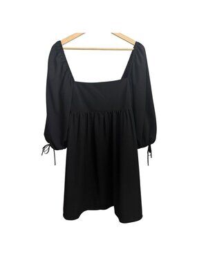 Amanda Uprichard Babydoll Puff Sleeve Dress Black S Nap Cottagecore Romantic